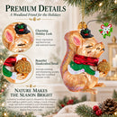 Squirrel Cradling an Acorn Glass Christmas Ornament