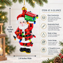 Santa with Festive Lights Glass Christmas Ornament