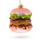 Double Cheeseburger Glass Christmas Ornament