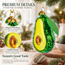 Avocado with Leaf Glass Christmas Ornament