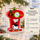 Vintage Red Espresso Machine Glass Christmas Ornament