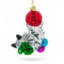 Kitten Tangled in Yarn Balls Glass Christmas Ornament