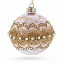 Lace-Adorned Pink Glass Egg Christmas Ornament