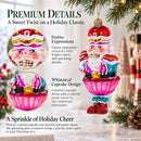 Nutcracker with Cupcake Glass Christmas Ornament