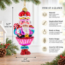 Nutcracker with Cupcake Glass Christmas Ornament