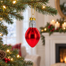 Red Festive Light Bulb Glass Christmas Ornament
