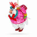 Hen in Dress Glass Christmas Ornament
