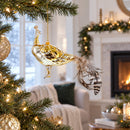 Regal Golden Peacock Glass Christmas Ornament