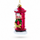 Red Mailbox with Letter to Santa Glass Christmas Ornament
