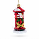 Red Mailbox with Letter to Santa Glass Christmas Ornament