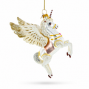 White Unicorn Glass Christmas Ornament