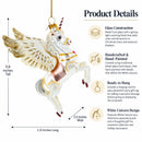 White Unicorn Glass Christmas Ornament