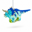 Glittered Dinosaur Glass Christmas Ornament