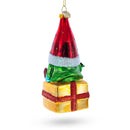 Gnome Bearing Gifts Glass Christmas Ornament