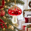 Amanita Mushroom Whimsical Glass Christmas Ornament
