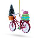 Festive Bicycle Ornament with Holiday Tree and Gifts Christmas Ornament
