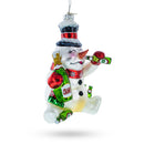 Snowman Bartender Glass Christmas Ornament