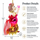 Pink-Dressed Cow with Wine Glass Christmas Ornament
