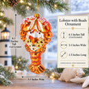 Lobster with Beads Glass Christmas Ornament