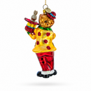 Whimsical Magician Clown Rabbit in a Hat Trick Glass Christmas Ornament