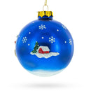 Santa in Sleigh with Reindeer Glass Christmas Ornament