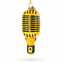 Shiny Golden Microphone Glass Christmas Ornament