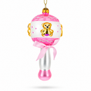 Delightful Baby Pink Rattle Glass Christmas Ornament