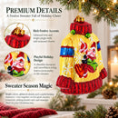 Festive Holiday Sweater Glass Christmas Ornament