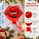 Sultry Red Lips Glass Christmas Ornament