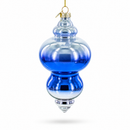 Silver-Topped Blue Finial Glass Christmas Ornament