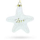 Radiant White Star "Love" Glass Christmas Ornament