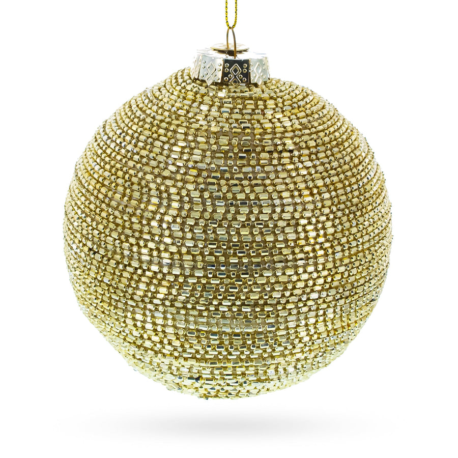 Beaded Gold Glass Ball -Glass Christmas Ornament