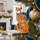 Regal Cheetah Glass Christmas Ornament