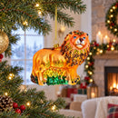 Glittered Lion Glass Christmas Ornament