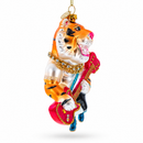 Rockstar Tiger with Guitar Glass Christmas Ornament