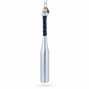 Silver Baseball Bat Glass Christmas Ornament