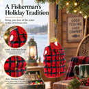 Fisherman Jacket and Rod Glass Christmas Ornament
