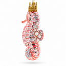 Pink Seahorse Glass Christmas Ornament