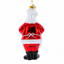 Santa Baking Gingerbread Cookies Glass Christmas Ornament