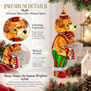 Bear Playing on Accordion Glass Christmas Ornament