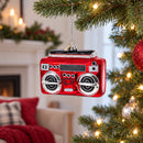 Retro Cassette Player Glass Christmas Ornament