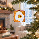 Egg on Toast Glass Christmas Ornament