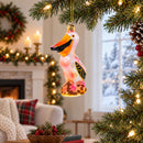 Standing Pelican Glass Christmas Ornament