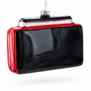 Retro Red Boombox Glass Christmas Ornament