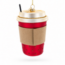 Red Coffee To-Go Cup Glass Christmas Ornament
