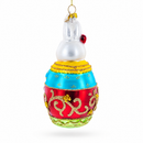 Dressed Bunny Glass Christmas Ornament