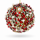 Red & Gold Beaded Glass Christmas Ornament