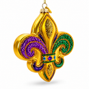 Mardi Gras Fleur-de-Lis Glass Christmas Ornament