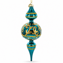 Regal Green Scroll Finial Glass Christmas Ornament