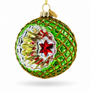 Green Starburst Indent Glass Christmas Ornament